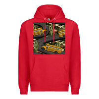 Red cactus camouflage school bus seamless pattern Premium Hoodie - BundleAndBundleShop