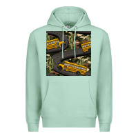 Seafoam cactus camouflage school bus seamless pattern Premium Hoodie - BundleAndBundleShop