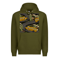 Army Green cactus camouflage school bus seamless pattern Premium Hoodie - BundleAndBundleShop