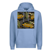 Colony Blue cactus camouflage school bus seamless pattern Premium Hoodie - BundleAndBundleShop