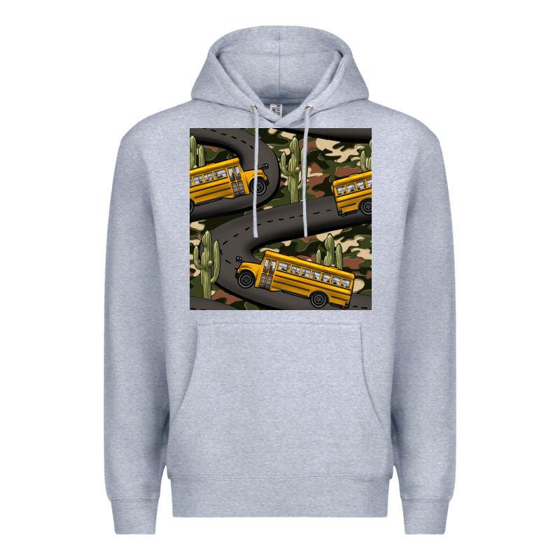 Cactus Camouflage School Bus Seamless Pattern Premium Hoodie by BundleAndBundleShop | Teevron