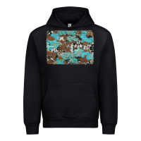 Black western cowhide and leopard with turquoise background Urban Hoodie - Artiststas
