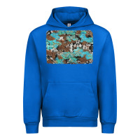 Cobalt western cowhide and leopard with turquoise background Urban Hoodie - Artiststas