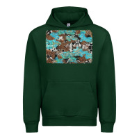 Forest Green western cowhide and leopard with turquoise background Urban Hoodie - Artiststas