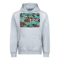 Heather Grey western cowhide and leopard with turquoise background Urban Hoodie - Artiststas