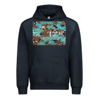 Navy western cowhide and leopard with turquoise background Urban Hoodie - Artiststas
