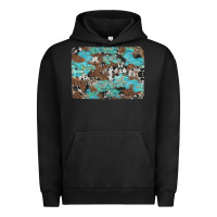 Pigment Black western cowhide and leopard with turquoise background Urban Hoodie - Artiststas