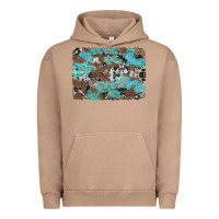 Pigment Burro western cowhide and leopard with turquoise background Urban Hoodie - Artiststas