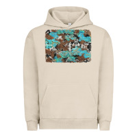 Pigment French Oak western cowhide and leopard with turquoise background Urban Hoodie - Artiststas