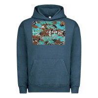 Pigment Midnight Navy western cowhide and leopard with turquoise background Urban Hoodie - Artiststas