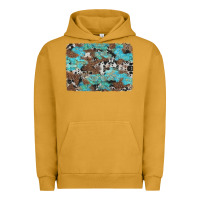 Pigment Peanut Butter western cowhide and leopard with turquoise background Urban Hoodie - Artiststas