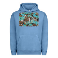 Pigment Pebble Blue western cowhide and leopard with turquoise background Urban Hoodie - Artiststas
