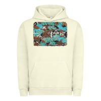 Pigment Pistachio western cowhide and leopard with turquoise background Urban Hoodie - Artiststas