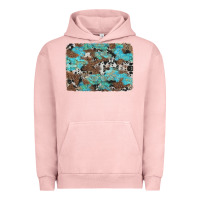 Pigment Salmon western cowhide and leopard with turquoise background Urban Hoodie - Artiststas