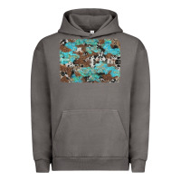 Pigment Tornado western cowhide and leopard with turquoise background Urban Hoodie - Artiststas