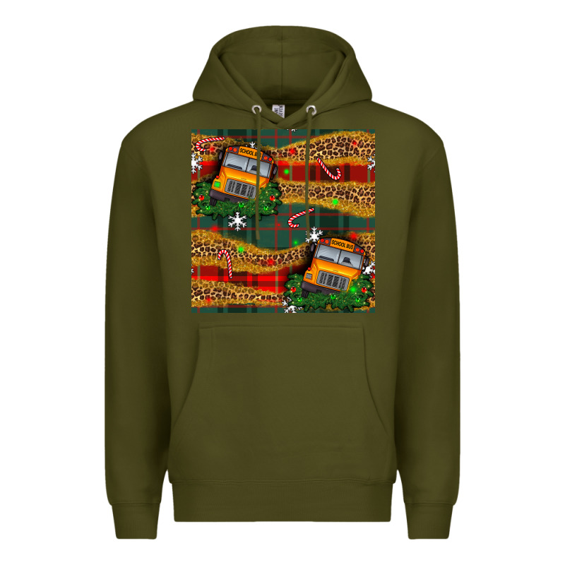 Christmas School Bus Seamless Pattern Premium Hoodie by BundleAndBundleShop | Teevron