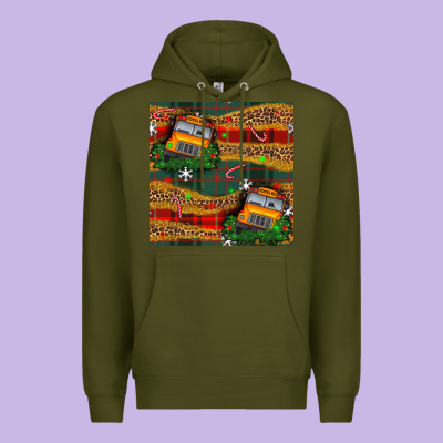 Christmas School Bus Seamless Pattern Premium Hoodie Designed By Bundleandbundleshop
