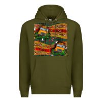 Army Green christmas school bus seamless pattern Premium Hoodie - BundleAndBundleShop