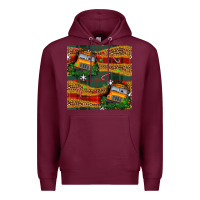Burgundy christmas school bus seamless pattern Premium Hoodie - BundleAndBundleShop
