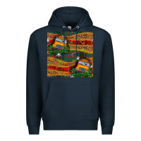 Navy christmas school bus seamless pattern Premium Hoodie - BundleAndBundleShop