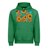 Emerald sunflower turquoise and  leather background Urban Hoodie - Artiststas