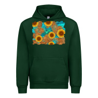 Forest Green sunflower turquoise and  leather background Urban Hoodie - Artiststas