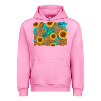 Fuchsia Pink sunflower turquoise and  leather background Urban Hoodie - Artiststas