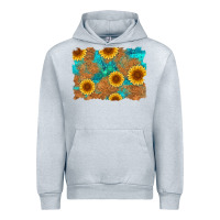 Heather Grey sunflower turquoise and  leather background Urban Hoodie - Artiststas