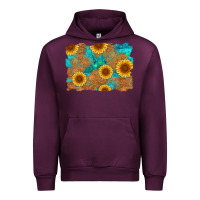 Mauve Wine sunflower turquoise and  leather background Urban Hoodie - Artiststas