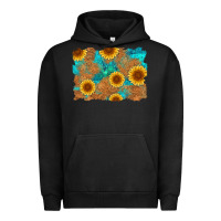Pigment Black sunflower turquoise and  leather background Urban Hoodie - Artiststas