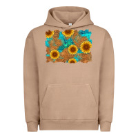 Pigment Burro sunflower turquoise and  leather background Urban Hoodie - Artiststas
