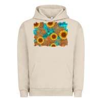 Pigment French Oak sunflower turquoise and  leather background Urban Hoodie - Artiststas