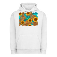Pigment Lunar Rock sunflower turquoise and  leather background Urban Hoodie - Artiststas