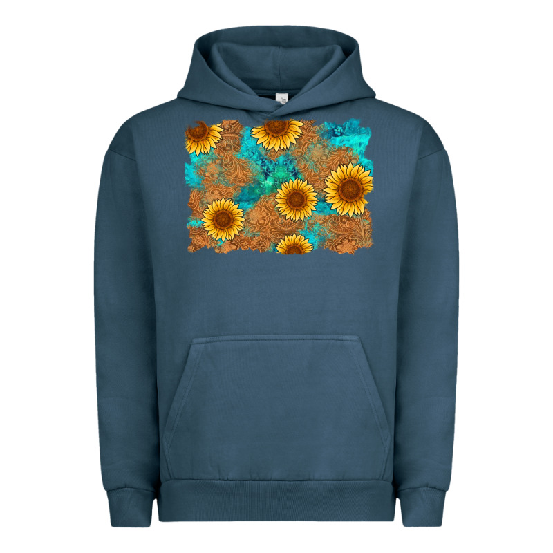 Sunflower Turquoise And  Leather Background Urban Hoodie by Artiststas | Teevron