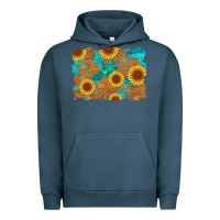 Pigment Midnight Navy sunflower turquoise and  leather background Urban Hoodie - Artiststas
