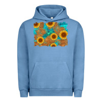 Pigment Pebble Blue sunflower turquoise and  leather background Urban Hoodie - Artiststas