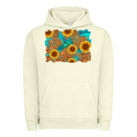 Pigment Pistachio sunflower turquoise and  leather background Urban Hoodie - Artiststas
