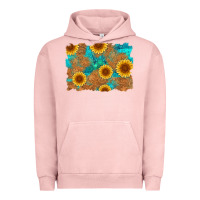 Pigment Salmon sunflower turquoise and  leather background Urban Hoodie - Artiststas