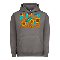 Pigment Tornado sunflower turquoise and  leather background Urban Hoodie - Artiststas