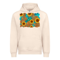 Sandshell sunflower turquoise and  leather background Urban Hoodie - Artiststas