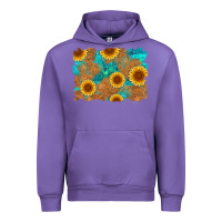 Tulip sunflower turquoise and  leather background Urban Hoodie - Artiststas