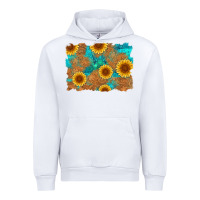 White sunflower turquoise and  leather background Urban Hoodie - Artiststas