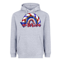 Heather Grey America rainbow Heavyweight Hoodie - texasbilliewilder