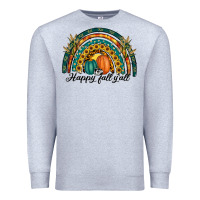 Heather Grey happy fall y'all rainbow Premium Sweatshirt - RanaPortraitStore