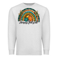 Oatmeal Heather happy fall y'all rainbow Premium Sweatshirt - RanaPortraitStore