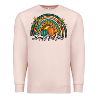 Pale Pink happy fall y'all rainbow Premium Sweatshirt - RanaPortraitStore