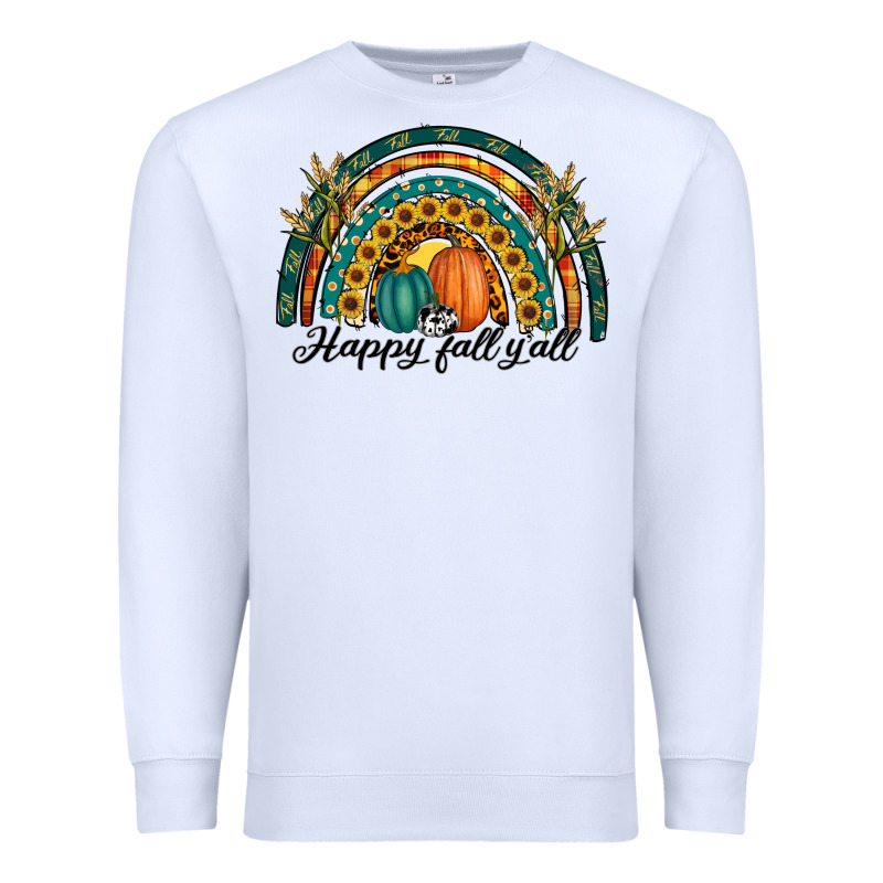Happy Fall Y'all Rainbow Premium Sweatshirt by RanaPortraitStore | Teevron