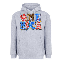 Heather Grey America with lightning bolt Heavyweight Hoodie - texasbilliewilder