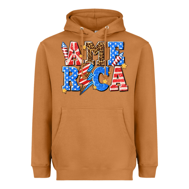 America With Lightning Bolt Heavyweight Hoodie by texasbilliewilder | Teevron
