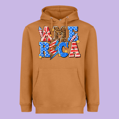 Heavyweight Hoodie America with lightning bolt
